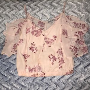 Open Shoulders Floral Design Charlotte Russe Top